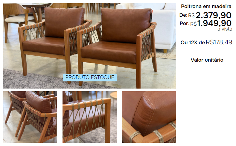 Poltrona em madeira
